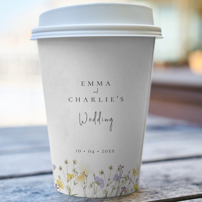 Elegant Boho Wildflowers Wedding Paper Cups (Creator Uploaded)
