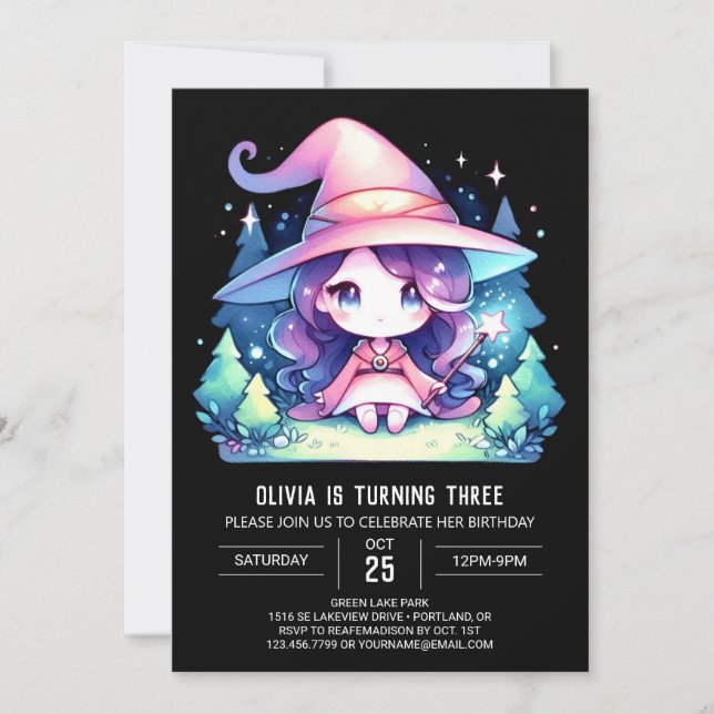 Elegant Boho Wizard Birthday Invitation (Front)