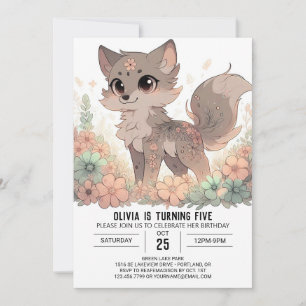 Elegant Boho Wolf Digital Birthday Invitation