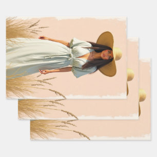 Elegant Boho Woman Wrapping Paper Sheets