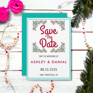 Elegant boho wreath floral Wedding Save the Date Invitation