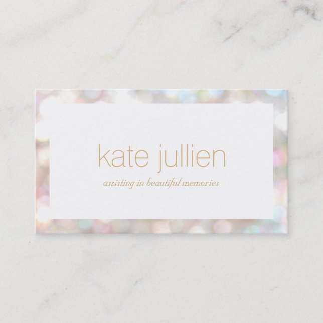 Elegant Bokeh Event and Beauty Stylist Business Card (Front)