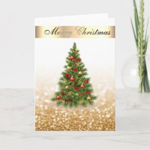 Elegant Bokeh Faux Gold,Chic Christmas Tree Holiday Card