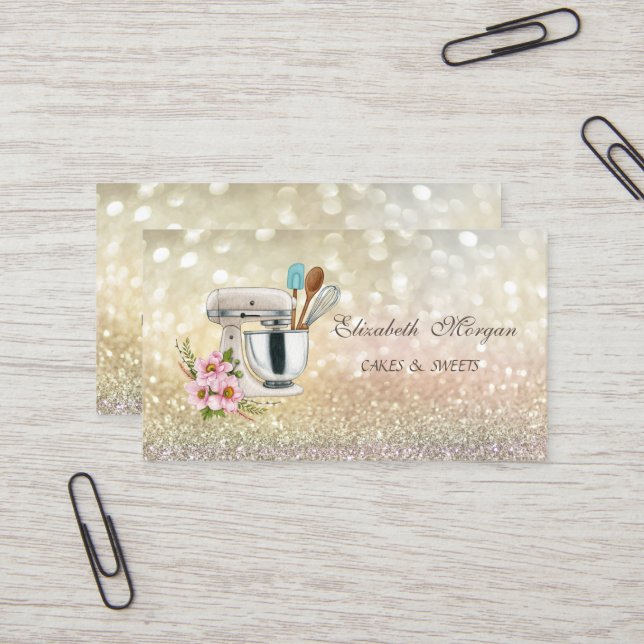Elegant Bokeh Floral Mixer Business Card (Front/Back In Situ)