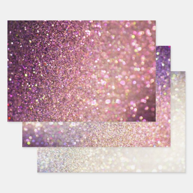 Elegant Bokeh Glitter Christmas  Wrapping Paper Sheet (Set)