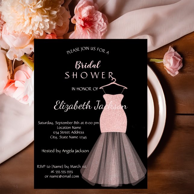 Elegant  Bokeh Glitter Dress   Bridal Shower Invitation (Creator Uploaded)