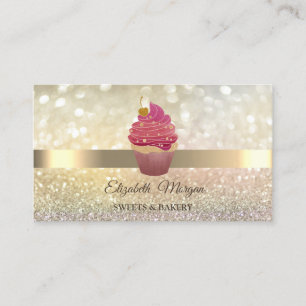 Elegant Bokeh Gold,Cupcake Business Card