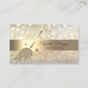 Elegant Bokeh Gold Glitter Broom Business Card