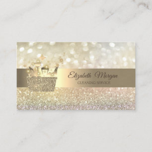 Elegant Bokeh Gold Glitter Cleaning Tools Business Card