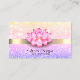 Elegant Bokeh Gold Stripe Lotus Flower  Business Card