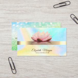 Elegant Bokeh Green, Lotus Flower Yoga  Business Card