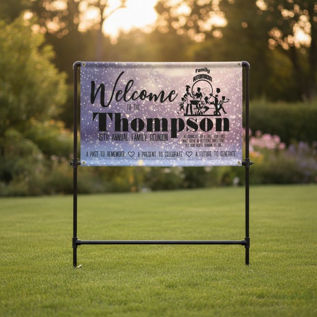 Elegant Bokeh Lights Custom Family Reunion Welcome Banner (Because your family name is worth celebrating.)