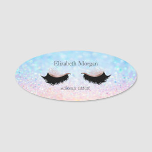 Elegant Bokeh Ombre Faux Lashes Name Tag