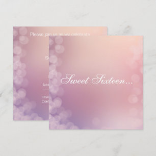 ELEGANT BOKEH PINK APRICOT BUBBLE SWEET 16 INVITATION