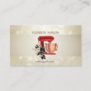 Elegant Bokeh, Stripe,Floral Red Mixer  Business Card