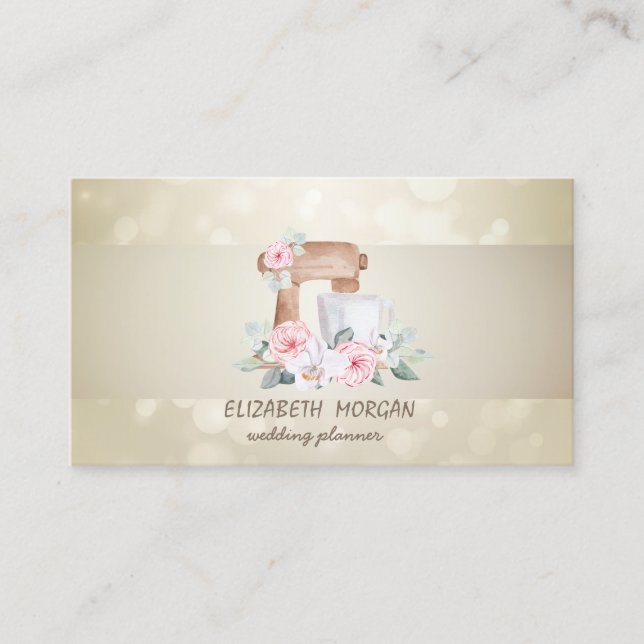 Elegant Bokeh, Stripe,Mixer Flowers Business Card (Front)