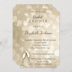 Elegant Bokeh Wine Glasses  Bridal Shower Invitation