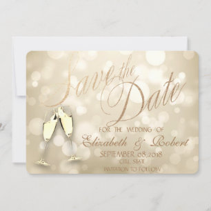 Elegant Bokeh Wine Glasses  Save The Date