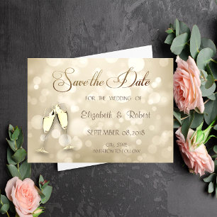Elegant Bokeh Wine Glasses  Save The Date