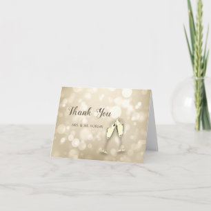 Elegant Bokeh Wine Glasses Thank You Card