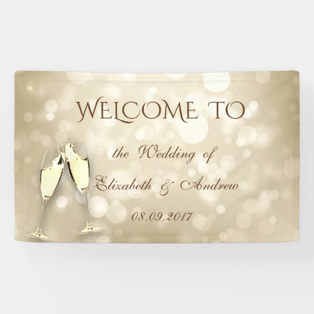 Elegant Bokeh Wine Glasses  Wedding Banner (Horizontal)