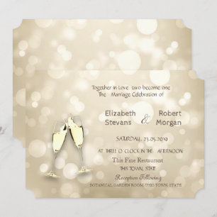 Elegant Bokeh Wine Glasses Wedding Invitation