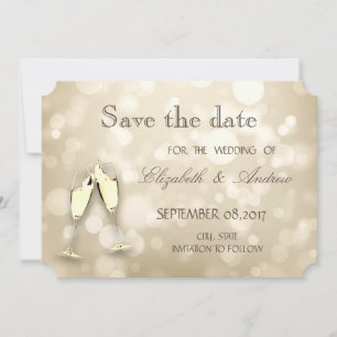 Elegant Bokeh,Wine Glasses  Wedding Save the date