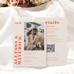 Elegant Bold boho orange photo wedding Invitation