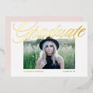 Elegant Bold Calligraphy Photo Graduation Gold