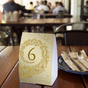 Elegant Bold Colour Damask Wedding Table Number Ca