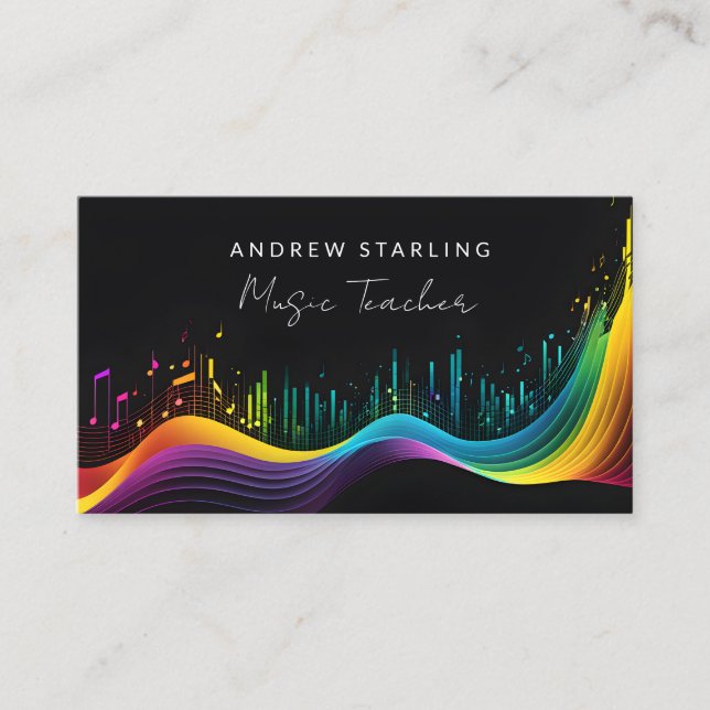 Elegant bold Colourful Artistic music teacher Business Card (Front)