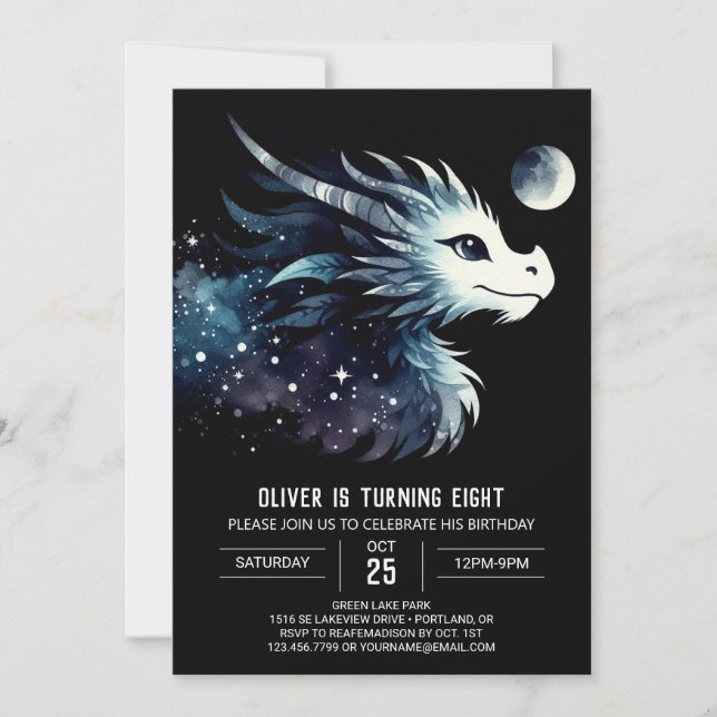 Elegant Bold Dragon Birthday Invitation (Front)