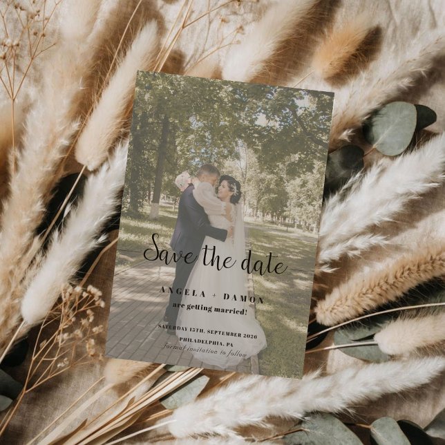 Elegant Bold Elegant Script Wedding Photo Save The Date (Creator Uploaded)