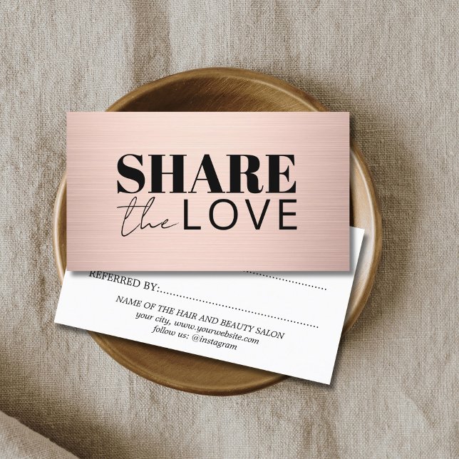 Elegant Bold Faux Rose Gold Salon Referral Card (Creator Uploaded)