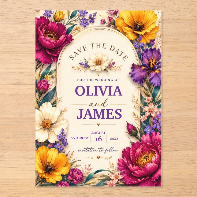 Elegant Bold Floral Wedding Invitation (Front)
