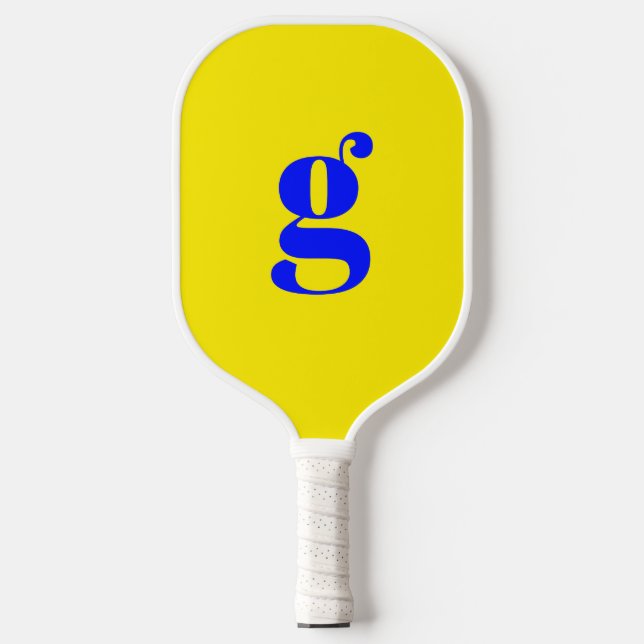 Elegant Bold Monogrammed Initial Canary Yellow Pickleball Paddle (Front)