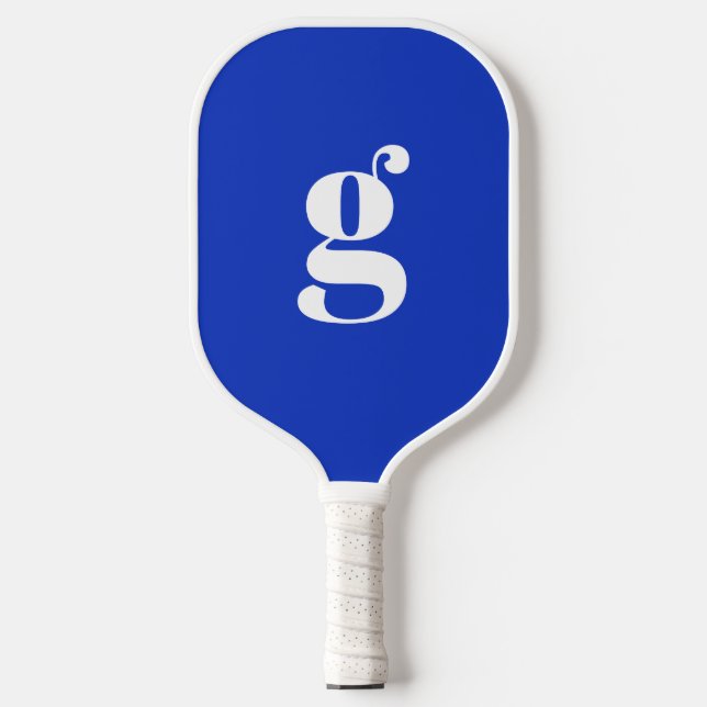 Elegant Bold Monogrammed Initial Cobalt Blue Pickleball Paddle (Front)
