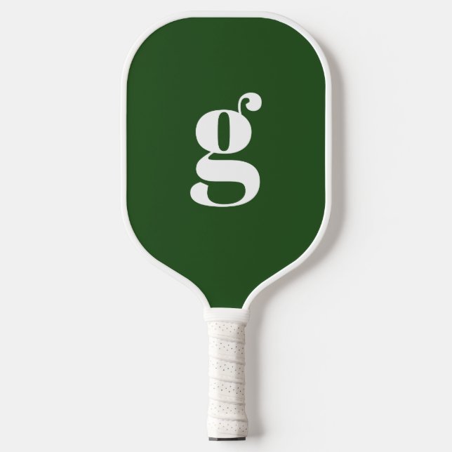 Elegant Bold Monogrammed Initial Pine Green Pickleball Paddle (Front)