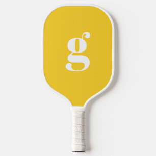 Elegant Bold Monogrammed Initial Tuscany Yellow Pickleball Paddle