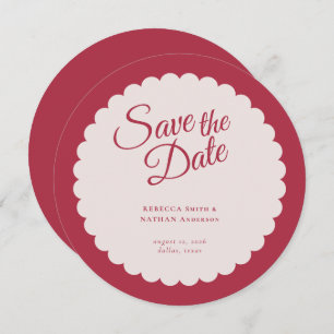 Elegant Bold Pink Script Scallop Wedding  Save The Date