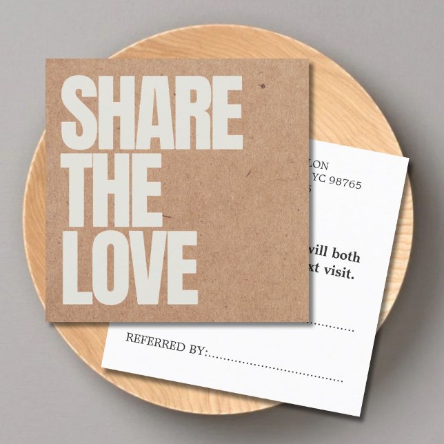 Elegant Bold Printed Kraft Beige Salon Referral Card (Creator Uploaded)