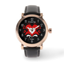 Elegant bold red white heart against black & text