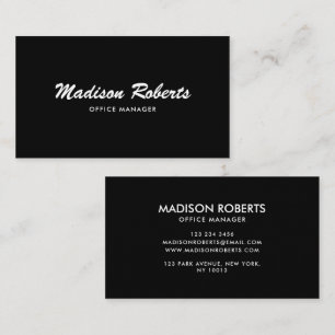 Elegant bold script black white business card