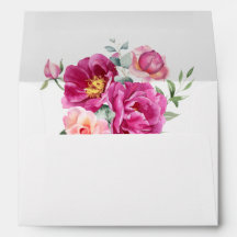 Elegant Bold Vibrant Pink Floral Wedding Address