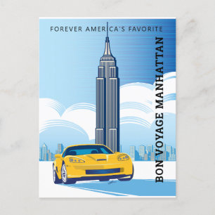 Elegant BON VOYAGE MANHATTAN Design Postcard