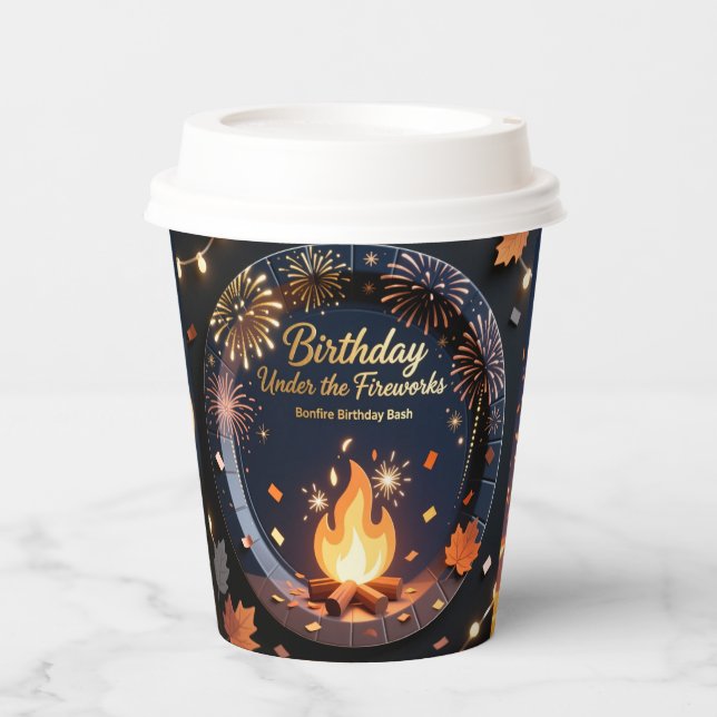 Elegant Bonfire Night Birthday Party Paper Cups (Front)