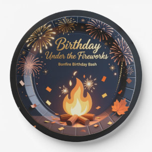 Elegant Bonfire Night Birthday Party Paper Plates