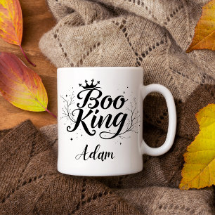 Elegant "Boo King" Name Halloween Black and White  Mug