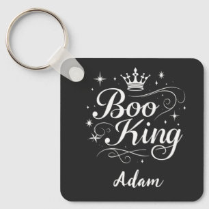 Elegant "Boo King" Name Halloween Calligraphy Key Ring