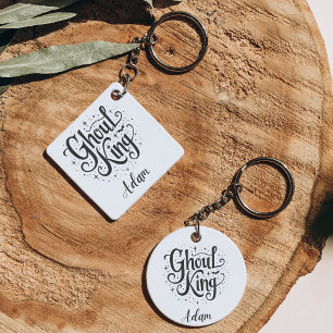 Elegant "Boo King" Name Halloween Calligraphy Key Ring